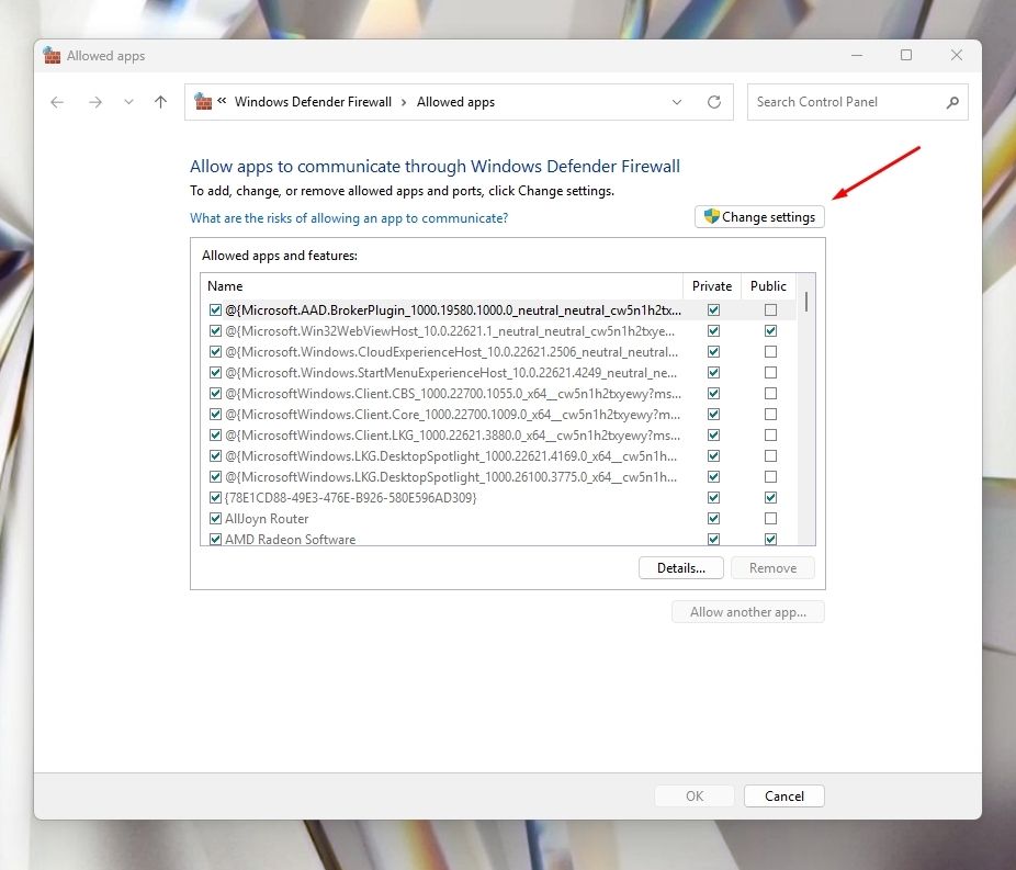 Select your app from the list