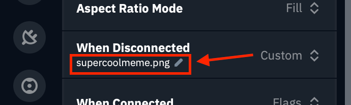 Pencil icon to select custom image from device