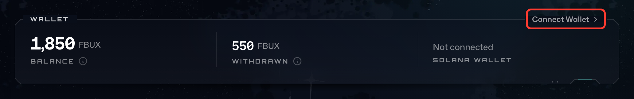 Connect Wallet on the Wallet card